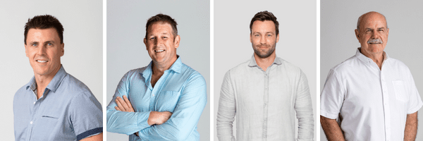 Collage of headshots of four men, they are smiling at the camera.